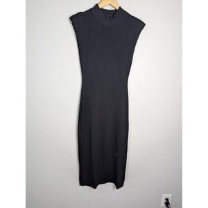 LUCCA Dress Womens M Gray Long Maxi Bodycon Tank Mock Neck Stretch Sleeveless